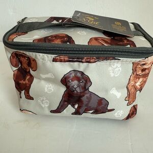 Ngil‎ NWT Dachshund Lab Golden Retriever Puppies Gray Make Up Case w / Handles